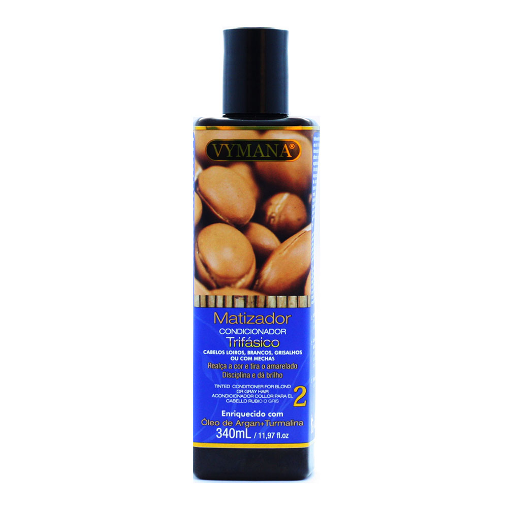 Condicionador Matizador Trifásico para cabelos grisalhos e loiros Vymana – 340ml
